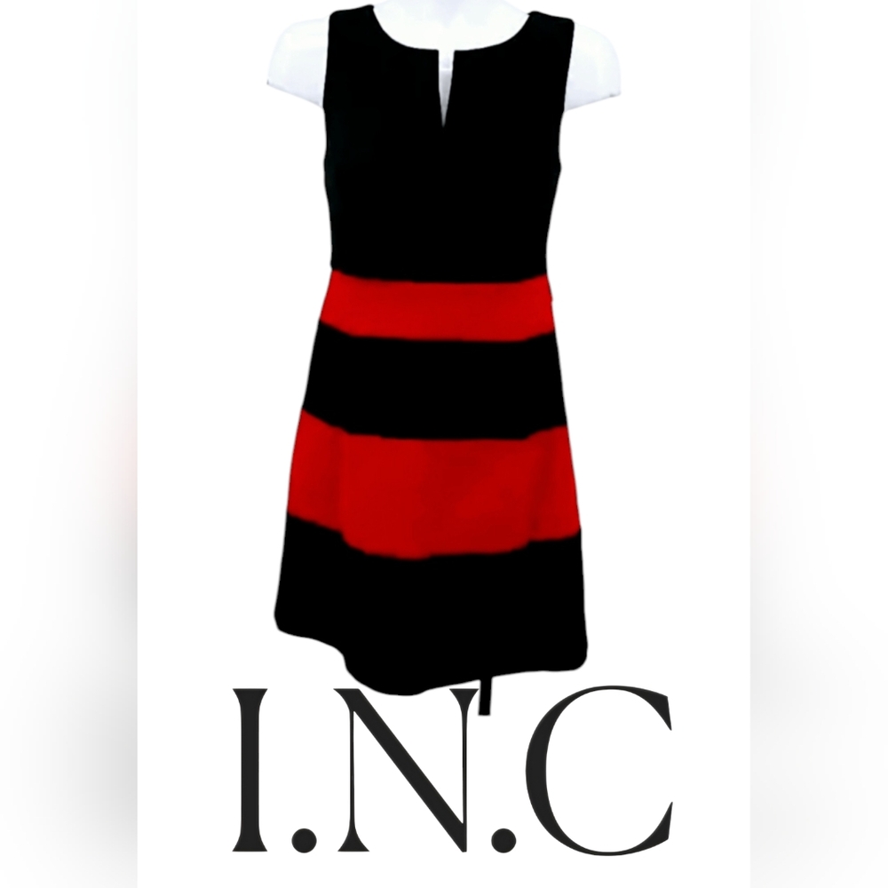 INC Petite by Macy's, Red and Black Sheath Dress, Petite Large